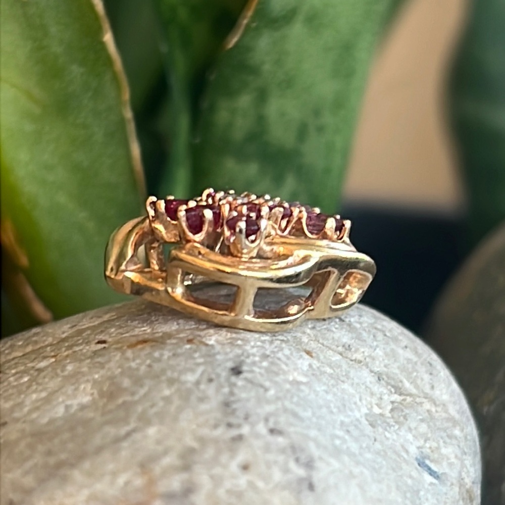14 karat gold, ruby and diamond pendant - Picture 3 of 11